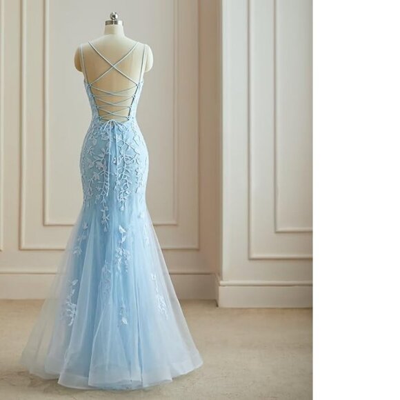 NWoT. Tulle Mermaid Formal Dress, Wine Red, Size 16 - Picture 3 of 5